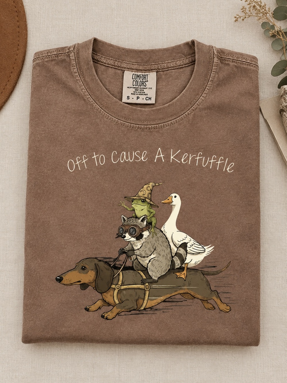 Comfort Colors Off to Cause a Kerfuffle Frog Tshirt, Sarcastic Shirts